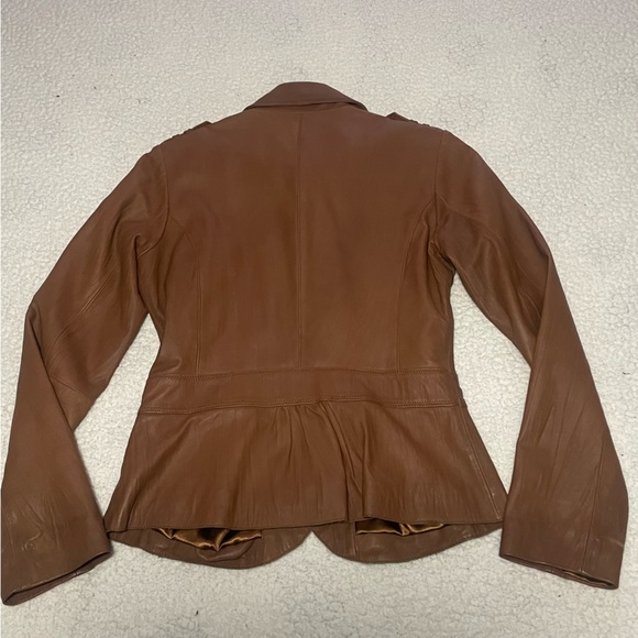 Anne Klein Y2K leather jacket size small cinnamon brown - Picture 5 of 8